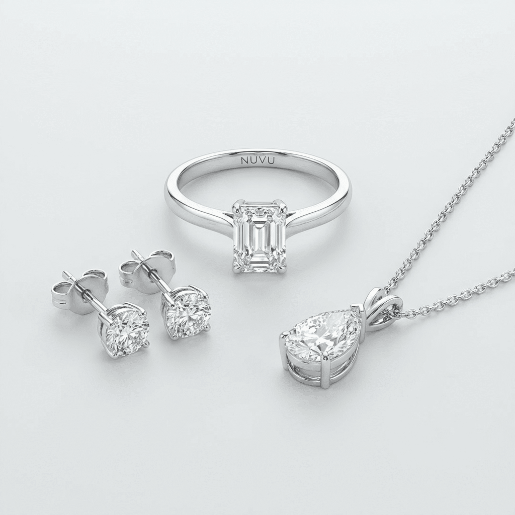 Private label lab-grown diamond matching jewelry set