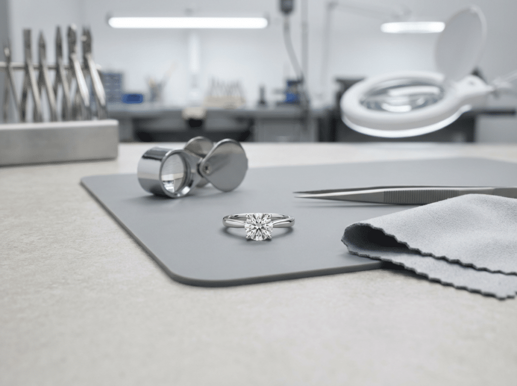 Finished jewelry setting and surface review