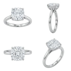 Hidden Halo Cushion Ring