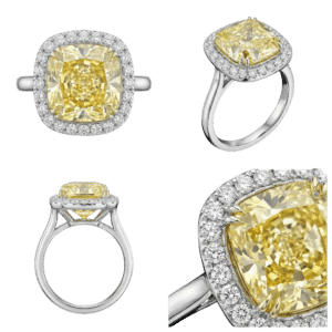 Fancy Yellow Cushion Halo Ring