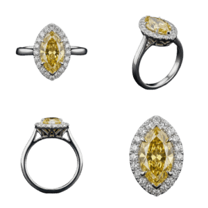 Fancy Yellow Marquise Halo Ring
