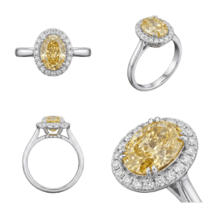 Fancy Yellow Oval Halo Ring