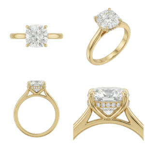 Hidden Halo Cushion Ring - Yellow Gold