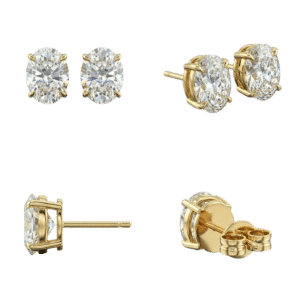 Oval Diamond Stud Earrings - Yellow Gold