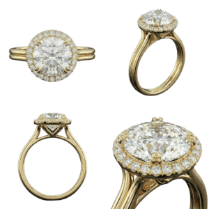 Halo Round Ring - Yellow Gold