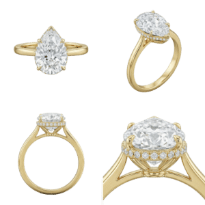 Hidden Halo Pear Ring - Yellow Gold