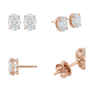 Oval Diamond Stud Earrings - Rose Gold