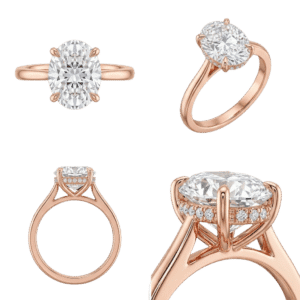 Hidden Halo Oval Ring - Rose Gold