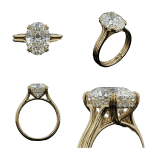 Hidden Halo Oval Ring - Yellow Gold