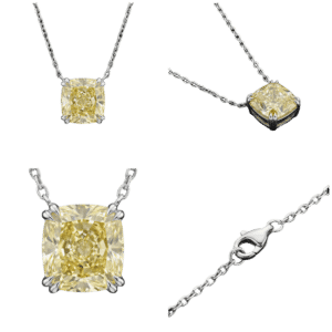 Fancy Yellow Cushion Solitaire Necklace
