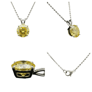 Fancy Yellow Round Solitaire Necklace