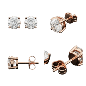 Round Diamond Stud Earrings - Rose Gold