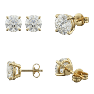 Round Diamond Stud Earrings - Yellow Gold