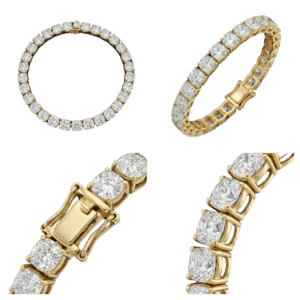 Cushion Diamond Bracelet - Yellow Gold