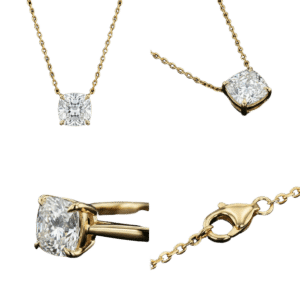 Cushion Solitaire Necklace - Yellow Gold