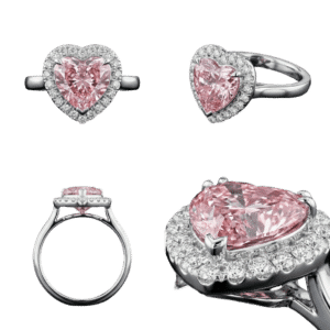 Fancy Pink Heart Halo Ring