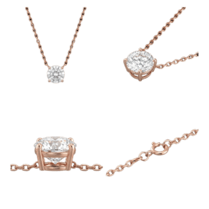 Round Solitaire Necklace - Rose Gold