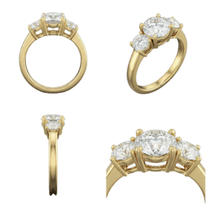 Three-Stone Round Ring - Yellow Gold