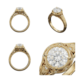 Vintage Round Ring - Yellow Gold