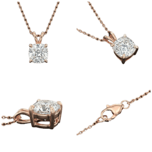Cushion Solitaire Necklace - Rose Gold