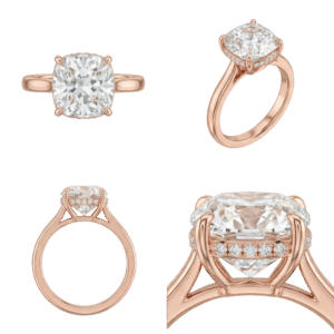 Hidden Halo Cushion Ring - Rose Gold