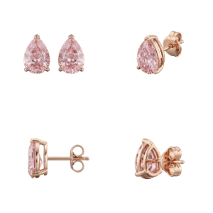 Fancy Pink Pear Stud Earrings