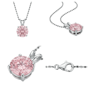 Fancy Pink Round Solitaire Necklace
