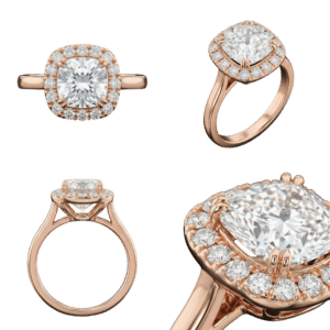 Halo Cushion Ring - Rose Gold