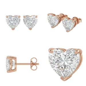 Heart Diamond Stud Earrings - Rose Gold