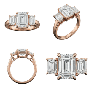 Three-Stone Emerald Ring - Rose Gold