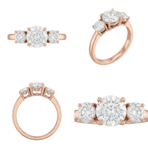 Three-Stone Round Ring - Rose Gold