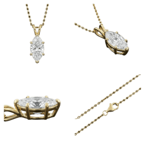 Marquise Pendant Necklace - Yellow Gold