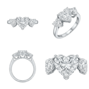 Three-Stone Heart Ring
