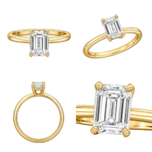 Yellow Gold Emerald Solitaire Diamond Ring