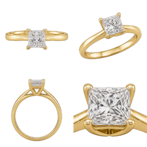 Yellow Gold Princess Solitaire Diamond Ring