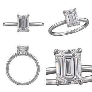 Platinum Emerald Solitaire Diamond Ring
