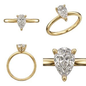 Yellow Gold Pear Solitaire Diamond Ring