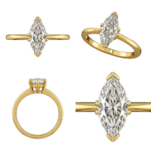 Yellow Gold Marquise Solitaire Diamond Ring