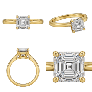 Yellow Gold Asscher Solitaire Diamond Ring
