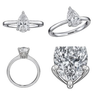 Platinum Pear Solitaire Diamond Ring