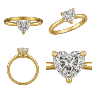 Yellow Gold Heart Solitaire Diamond Ring