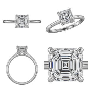 Platinum Asscher Solitaire Diamond Ring