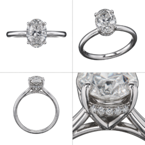 Platinum Oval Hidden Halo Diamond Ring