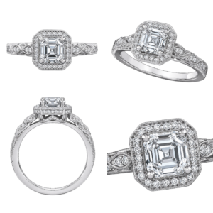 Platinum Vintage Asscher Diamond Ring