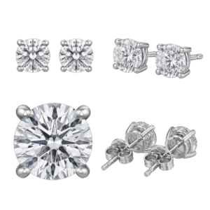 Platinum Round Diamond Stud Earrings