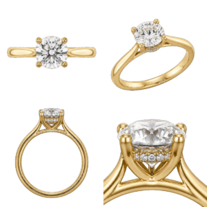 Yellow Gold Round Hidden Halo Diamond Ring
