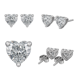 Platinum Heart Diamond Stud Earrings