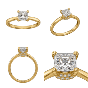 Yellow Gold Princess Hidden Halo Diamond Ring