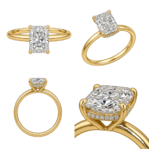 Yellow Gold Radiant Hidden Halo Diamond Ring
