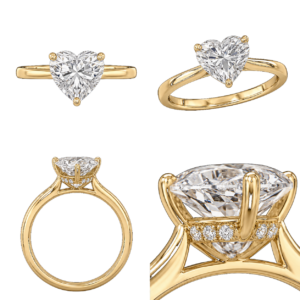 Yellow Gold Heart Hidden Halo Diamond Ring